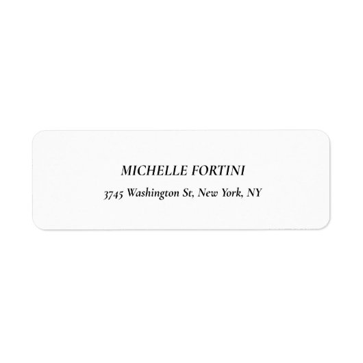 Klassieke witte minimalistische vlakte Eenvoudig Etiket (Voorkant)