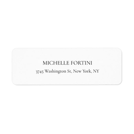 Klassieke witte minimalistische vlakte Eenvoudig Etiket (Voorkant)