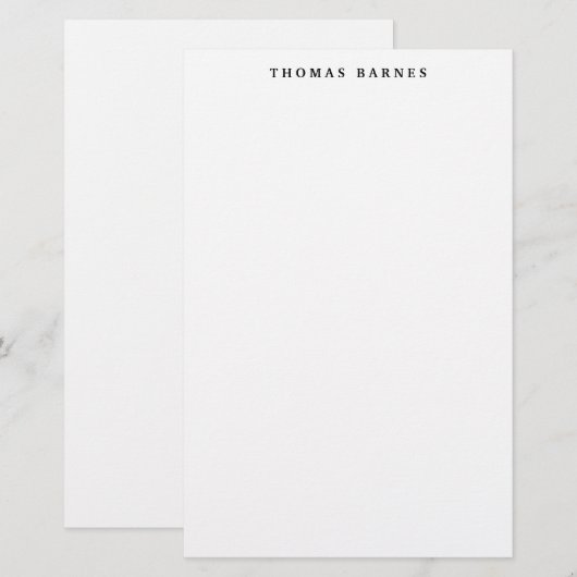 Klassieke witte minimalistische vlek elegant briefpapier (Voorkant / Achterkant)