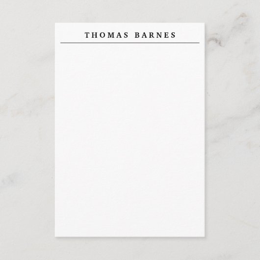 Klassieke witte minimalistische vlek elegant informatiekaartje (Voorkant)