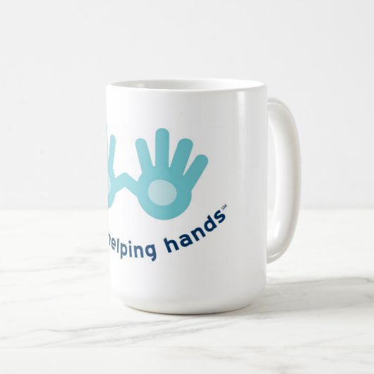 Klassieke witte Mok met glimlach-Logo (Voorkant rechts)