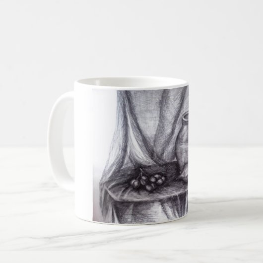 Klassieke witte Mok met nog leven potlood (Voorkant links)