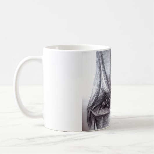 Klassieke witte Mok met nog leven potlood (Links)