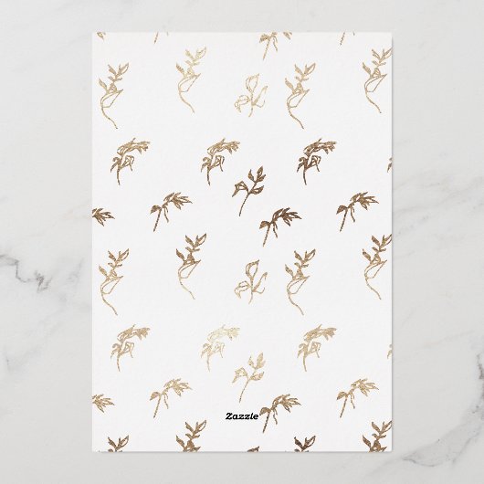 Klassieke witte monogram bruiloft gouden kuif folie uitnodiging (Achterkant)