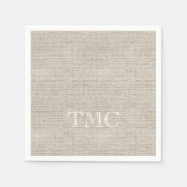 Klassieke witte monogram Initialen Neutrale linnen Servet