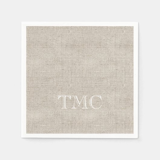 Klassieke witte monogram Initialen Neutrale linnen Servet (Voorkant)