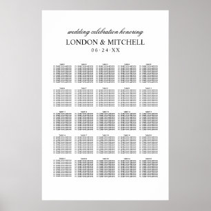 Klassieke witte monogram trouwzaalstoelen poster