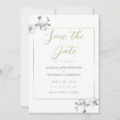 Klassieke witte orchidee trouw save the date met l kaart (Voorkant)