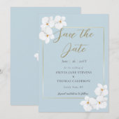 Klassieke witte orchideeën Waterverf Blauwe bewaar Kaart (Voorkant / Achterkant)