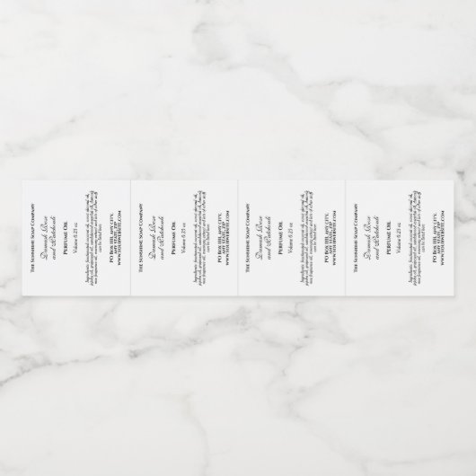 Klassieke Witte Parfum Roller Flessenetiket Waterfles Etiket (Enkel label)