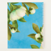 Klassieke witte pioenrozen bloemboeket planner (Achterkant)