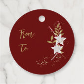 Klassieke witte poinsettia en Berries Sparkle Bedankjes Labels (Achterkant)