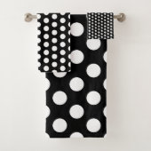 Klassieke witte pooldots op zwart bad handdoek (Insitu)