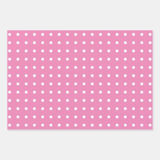Klassieke witte poolpunten op roze Paars en groen Inpakpapier Vel (Voorkant)