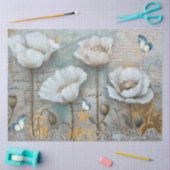 Klassieke Witte Poppies & Lace Decoupage Tissuepapier (Craft)