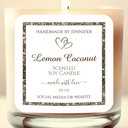 Klassieke witte productetiketten Gouden Glitter Sp Vierkante Sticker