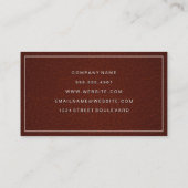 Klassieke witte rand | Achtergrond bruin leder Visitekaartje (Achterkant)