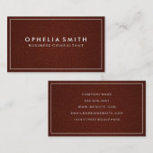 Klassieke witte rand | Achtergrond bruin leder Visitekaartje (Voorkant / Achterkant)