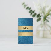 Klassieke witte rand | Blauwe glimmende achtergron Visitekaartje (Staand voorkant)