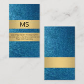 Klassieke witte rand | Blauwe glimmende achtergron Visitekaartje (Voorkant / Achterkant)