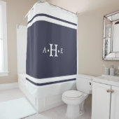Klassieke witte rand monogram Aangepaste kleur Douchegordijn (In situ)
