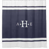Klassieke witte rand monogram Aangepaste kleur Douchegordijn (Voorkant)