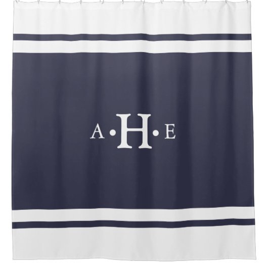 Klassieke witte rand monogram Aangepaste kleur Douchegordijn (Voorkant)