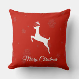 Klassieke witte rendieren en vrolijk kerstfeest op kussen