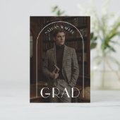 Klassieke Witte Retro Bold Afstudeerder Boog Foto Kaart (Staand voorkant)