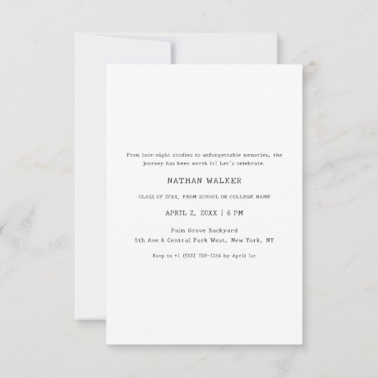 Klassieke Witte  Retro Bold Afstudeerder Boog Foto Kaart (Achterkant)