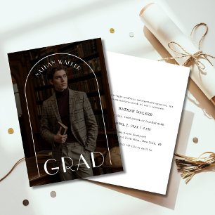 Klassieke Witte  Retro Bold Afstudeerder Boog Foto Kaart