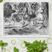 Klassieke Witte Ridder op Paard uit Alice in Wonde Theedoek (Gevouwen)