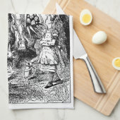 Klassieke Witte Ridder op Paard uit Alice in Wonde Theedoek (Quarter Fold)