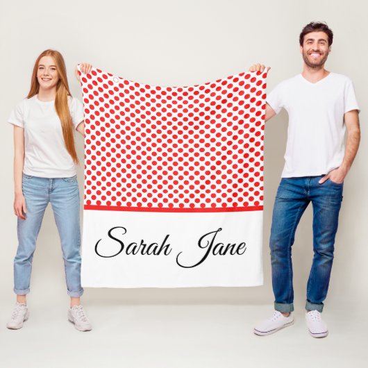 Klassieke witte rode poladots | Gepersonaliseerde  Fleece Deken (In situ)