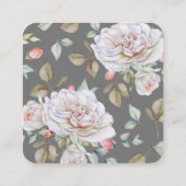 Klassieke witte Rose |Grijze bruiloft Website RSVP Vierkante Visitekaartje (Achterkant)
