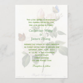 Klassieke witte rozen christelijke bruiloft kaart