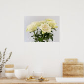 Klassieke witte rozen Close-up botanische foto Poster (Keuken)