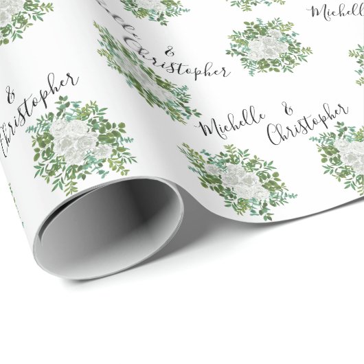 Klassieke witte rozenbruiloft mooi cadeaupapier (Rol Hoek)