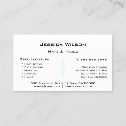 Klassieke witte Sjabloon Eenvoudige moderne Studio Visitekaartje (Achterkant)