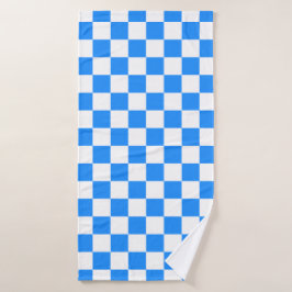 Klassieke witte stijl met blauwe vierkante patroon badhanddoek
