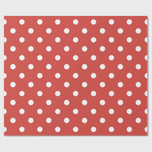 Klassieke witte stippen op rood cadeaupapier