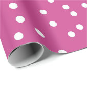 Klassieke witte stippen op roze achtergrond cadeaupapier (Rol Hoek)