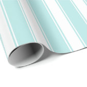 Klassieke witte streep  Stripe Blauwgroen Stripe Cadeaupapier (Rol Hoek)