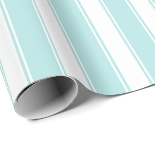 Klassieke witte streep  Stripe Blauwgroen Stripe Cadeaupapier (Rol Hoek)