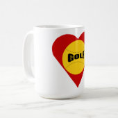 Klassieke witte vlek AMOUR GOLF Koffiemok (Voorkant links)