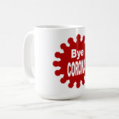 Klassieke witte vlek BYE CORONA Koffiemok (Voorkant links)