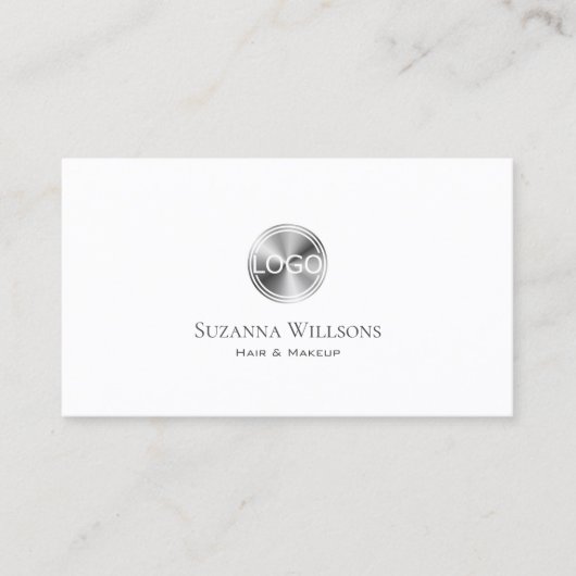 Klassieke witte vlek en zilver met Logo Elegant Visitekaartje (Voorkant)
