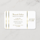 Klassieke witte vlek met gouden strepen en monogra visitekaartje (Achterkant)