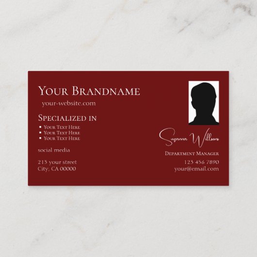 Klassieke witte wijn rood met Logo en foto Visitekaartje (Achterkant)