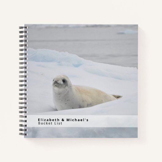 Klassieke Witte Zeehond Winter Sneeuw EMMERLIJST A Notitieboek (Voorkant)